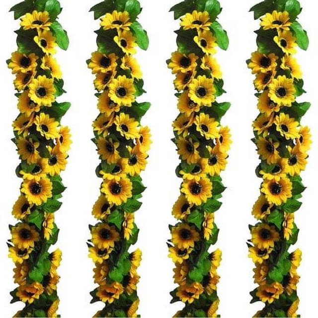 Guirnalda de girasoles artificiales ZOELNIC de 2,1 m/pieza, con cabezas de girasol, flores de seda, hiedra, enredadera, decoración para el hogar, cocina, arco de boda, decoración para baby shower