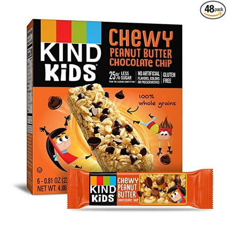 KIND Kids Granola Chewy Bar Peanut Butter Chocolate Chip 6 Count (Pack of 8)