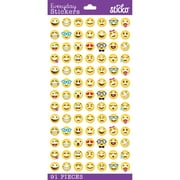 Simplicity Solid Everyday Classic Multicolor Smiley Emojis Paper Stickers, 91 Piece