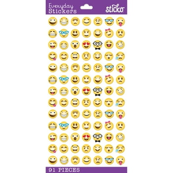 Simplicity Solid Everyday Classic Multicolor Smiley Emojis Paper Stickers, 91 Piece