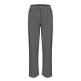 thumbnail image 5 of AKEGAMN Cotton Linen Elastic Waistband High Waist Pocket Straight Leg Pants, Gray S-5XL, 5 of 5
