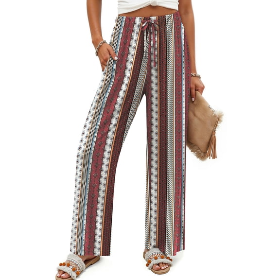 Fantaslook Womens Pants Casual Boho Palazzo Pants Wide Leg Lounge Pants Trousers with Pocket