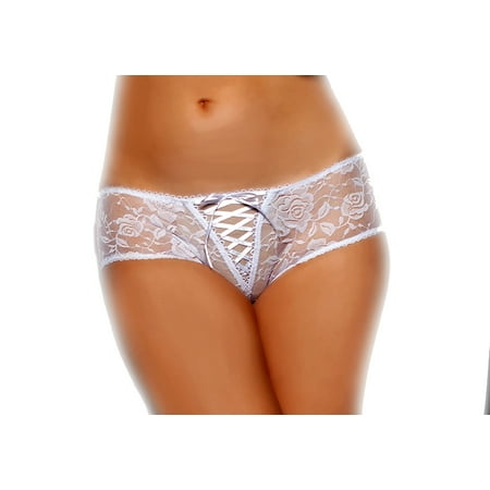 

Lacy Line Sexy Open Crotch Lace Panties With Lace Up Detail (Xlarge Pink)