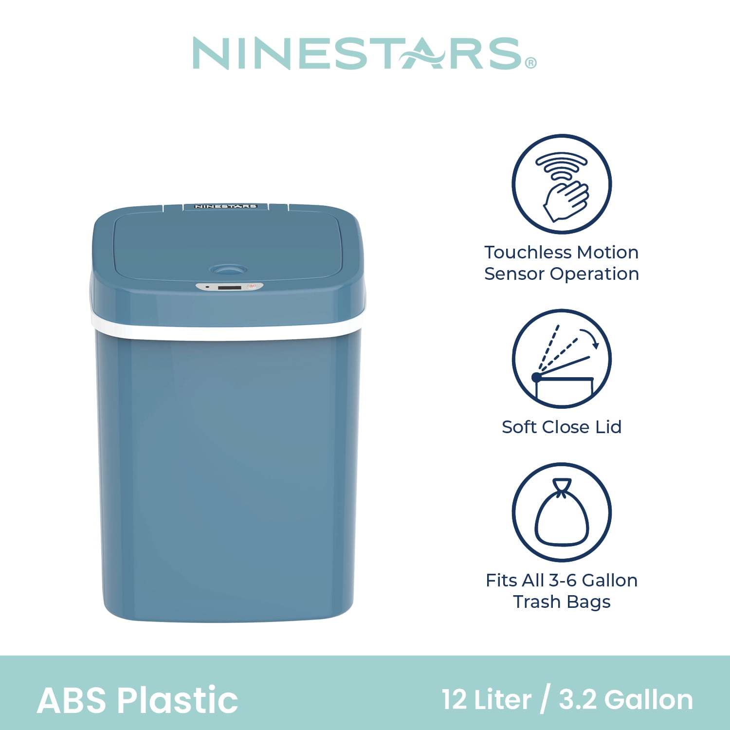 Nine Stars Motion Sensor 3 Gallon Trash Can + Trash Bags