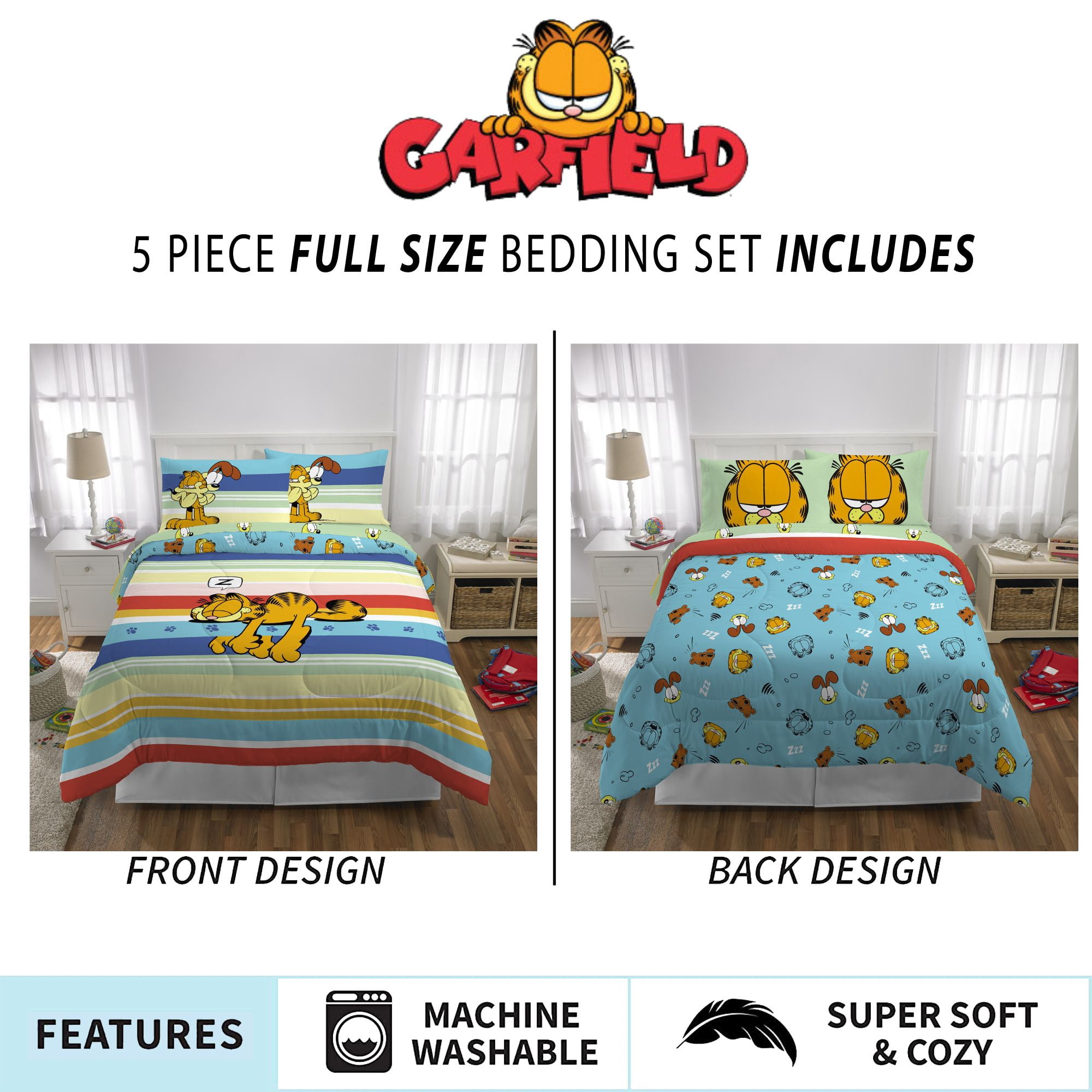 Garfield Kids Full Bed in a Bag, Comforter and Sheets