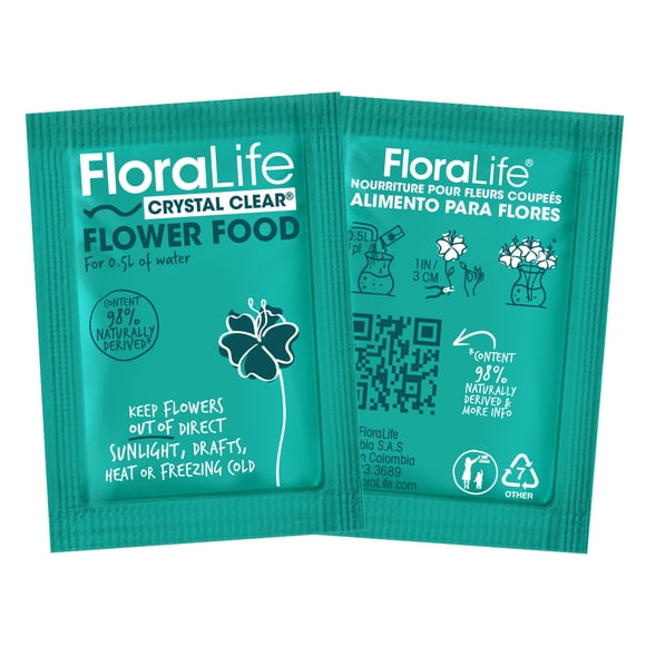 Nourriture Fleur Coupée Floralife Crystal Clear, 25 Sachets