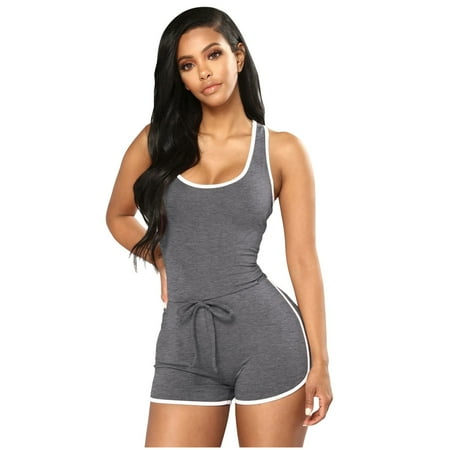 

Womens Short Jumpsuit Clearance Solid Bib Pants Coverall Bodysuit One-Piece Leotard Jean Shorts for Women Baggy Cargo Pants for Women Women S Shapewear Bodysuits Gray S