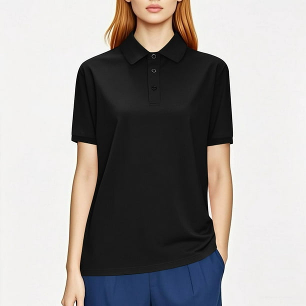 mfyjkho Tops Para Mujer, Camisa Deportiva Lisa Con Solapa Seca Para Mujer, Ropa De Trabajo De Manga Corta Para Hombre Y Mujer, Tops/Camisas Tops Y Blusas Para Mujer M