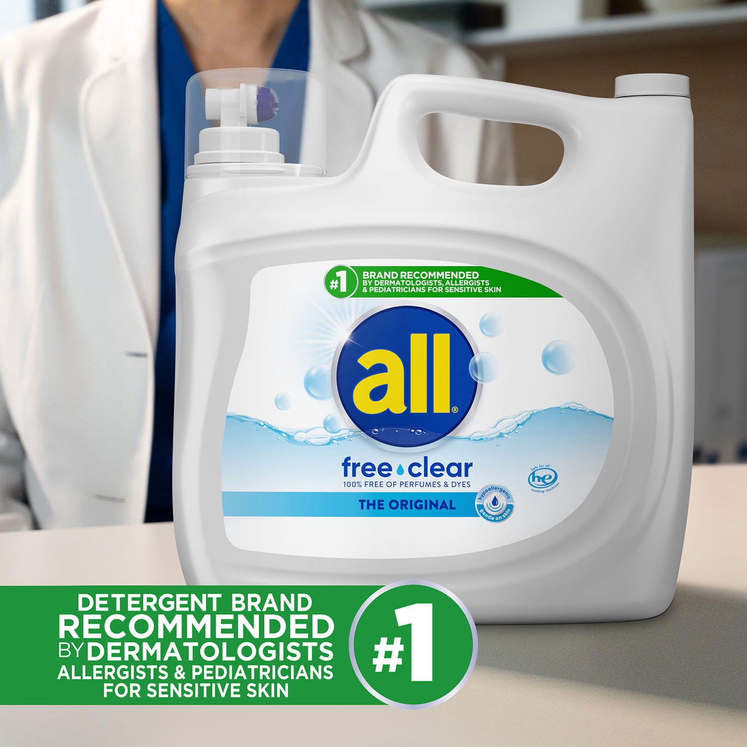 all Liquid Laundry Detergent Free Clear for Sensitive Skin (250 oz.,166 loads)
