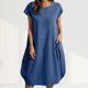 thumbnail image 3 of Vestido de blusa de camisa de lino de algodón Vestido de mujer de corte holgado con bolsillos Traje diario FLhrweasw Nuevo, 3 of 9