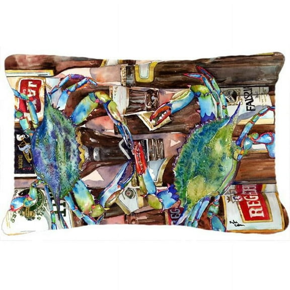 12 x 16 In. Blue Crabby New Orleans Beer Bottles Indoor & Outdoor Fabric Decorative Pillow