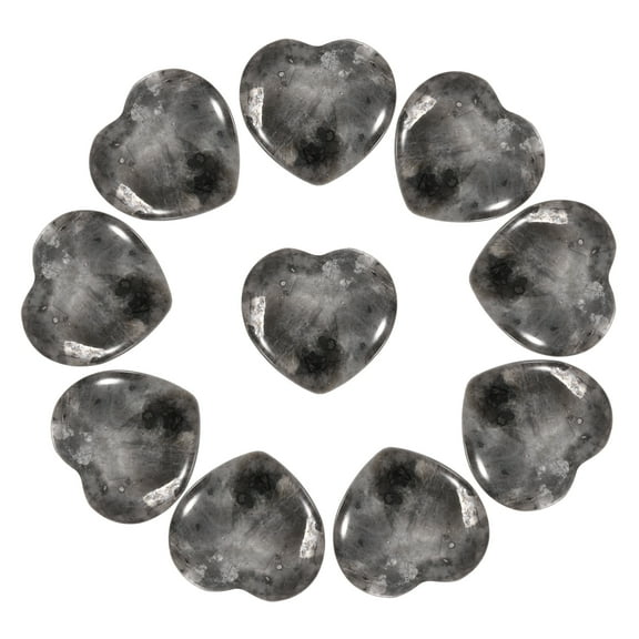 Uxcell 10 Pcs Natural Heart Shaped Crystal Stone, 0.8 Inch Mini Polished Love Gemstone Crystal, Pocket Rock Engraved Worry Stones for Women Gifts Meditation, Black White
