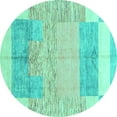 thumbnail image 1 of Ahgly Company Indoor Round Abstract Turquoise Blue Modern Area Rugs, 7' Round, 1 of 4