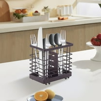 YIMWNYI Iron Chopsticks and Utensil Stand, Multi-functional Flatware Organizer with Drainage Holes for Kitchen Countertops, Durable Silverware Holder for Forks, Spoons, Knives