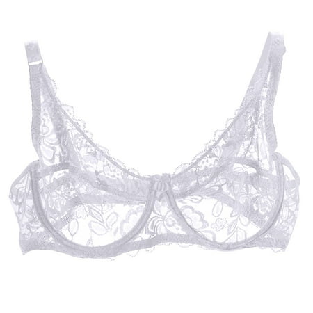 Bras for Women Fully See-through Sexy Balconette Push-up without Magnetic Bra Lace Lingerie for Valentine s Day