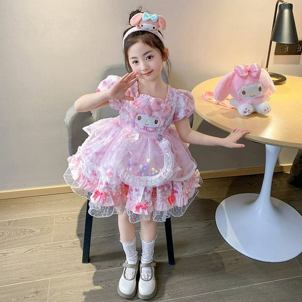 Vestido Kawaii Sanrio para ninos Hello Kittys Mymelody vestido de princesa de Anime de dibujos animados vestido de encaje lindo de verano Ropa para Ninas regalo de juguete Bodega Aurrera en