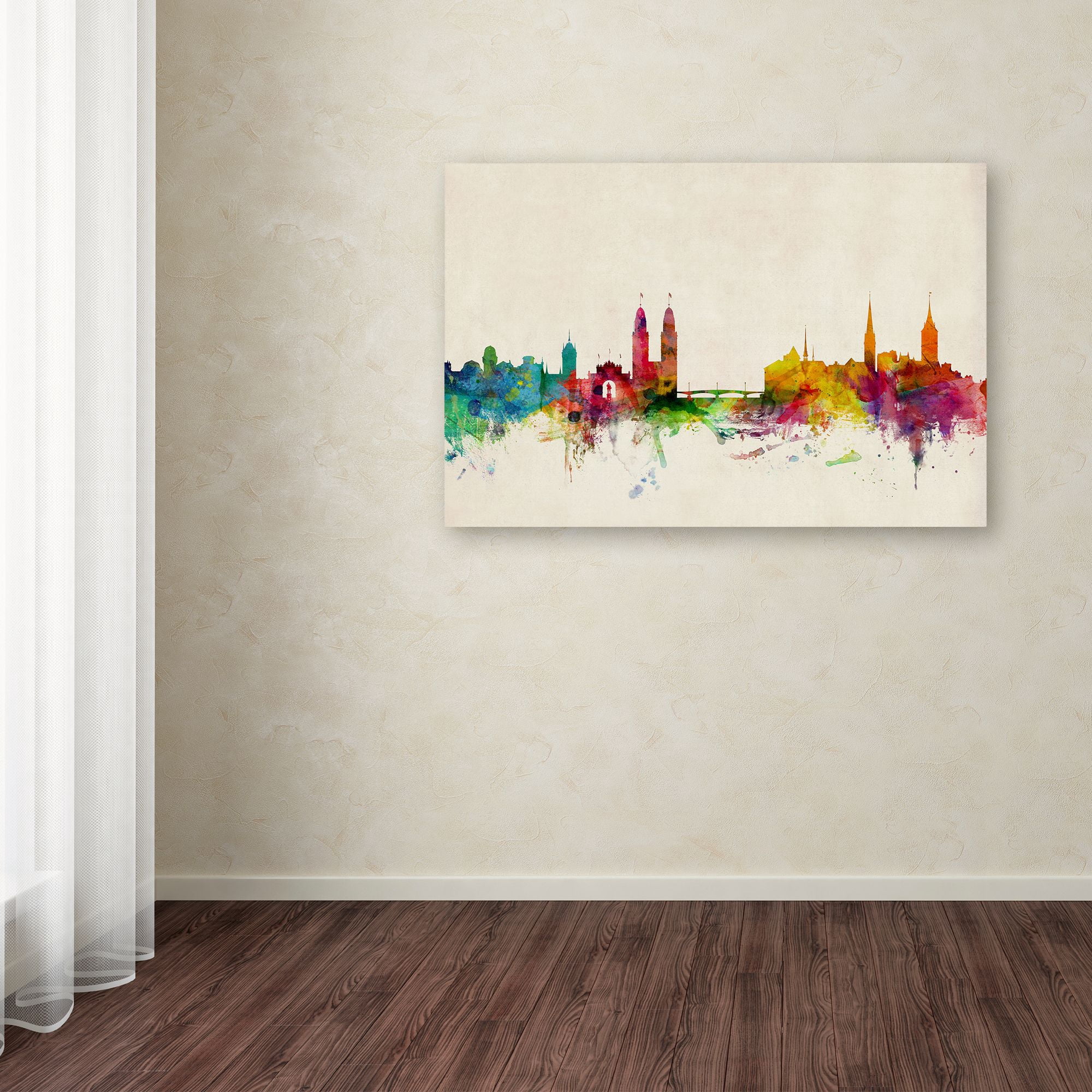 Trademark Fine Art "Zurich Switzerland Skyline" Canvas Art by Michael Tompsett