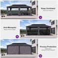 thumbnail image 3 of PURPLE LEAF 10' X 20' Outdoor Hardtop Gazebo Galvanized Steel Double Roof Aluminum Frame Patio Gazebo for Backyard Lawn and Garden Grey, 3 of 8