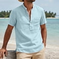 thumbnail image 5 of Guluxicc Men's Cotton V-Neck Shirts with Pocket Button Short Sleeve Shirts for Everyday Wear Summer Casual Outfits, 5 of 6