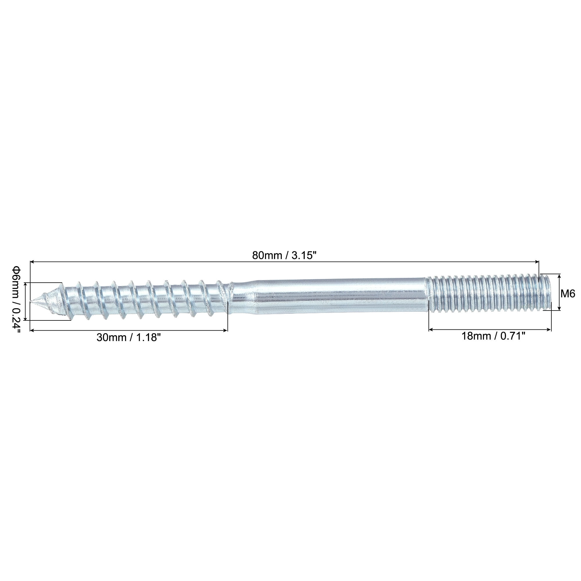 M6x18mm Hanger Bolts Carbon Steel Zinc Plated 40 Pack