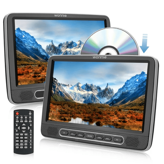 Pre-Owned WONNIE WNX-W1030 10.5" Dual Screen Portable Headrest DVD Player, Black