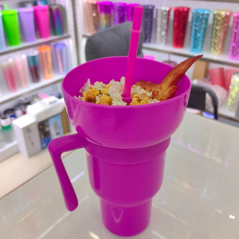 Travel Snack & Drink Cup With Straw