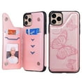 thumbnail image 2 of Dteck Case for iPhone 12 Pro 6.1-inch,Magnetic Butterfly Patterned Flip PU Leather Kicksatnd Card Holder Wallet Rubber Shockproof iPhone 12 6.1" Case Back Phone Cover,Rosegold, 2 of 3