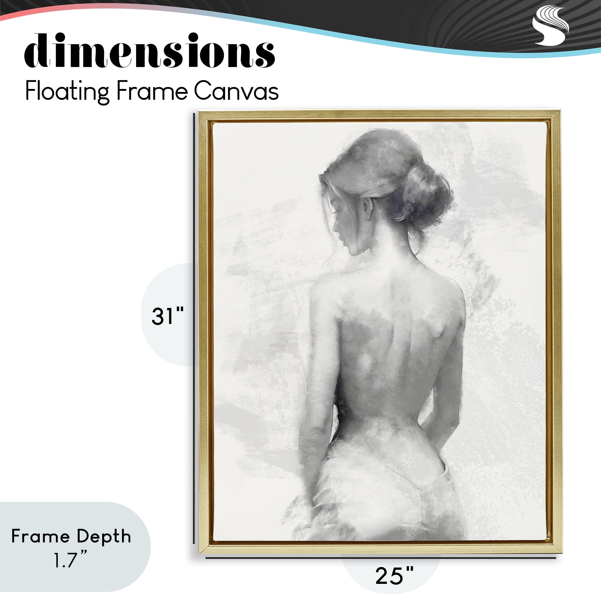 Stupell Industries Mine Elegant Figure Gold Framed Floater Canvas Wall Art, design by Kim Allen