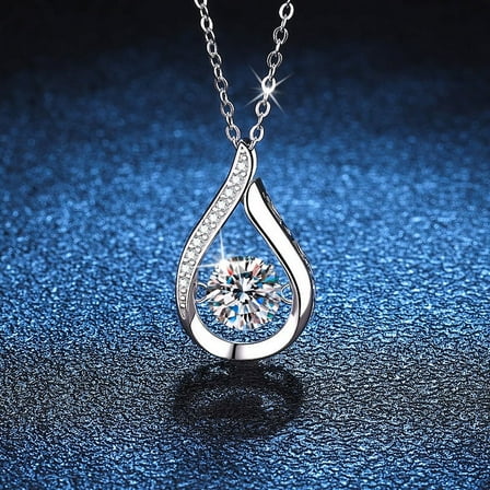 S925 Silver Teardrop-shaped Pendant Necklace, Moissanite Pendant Necklace, Fashionable and Stylish Versatile Necklace, Party Wedding Anniversary Gift