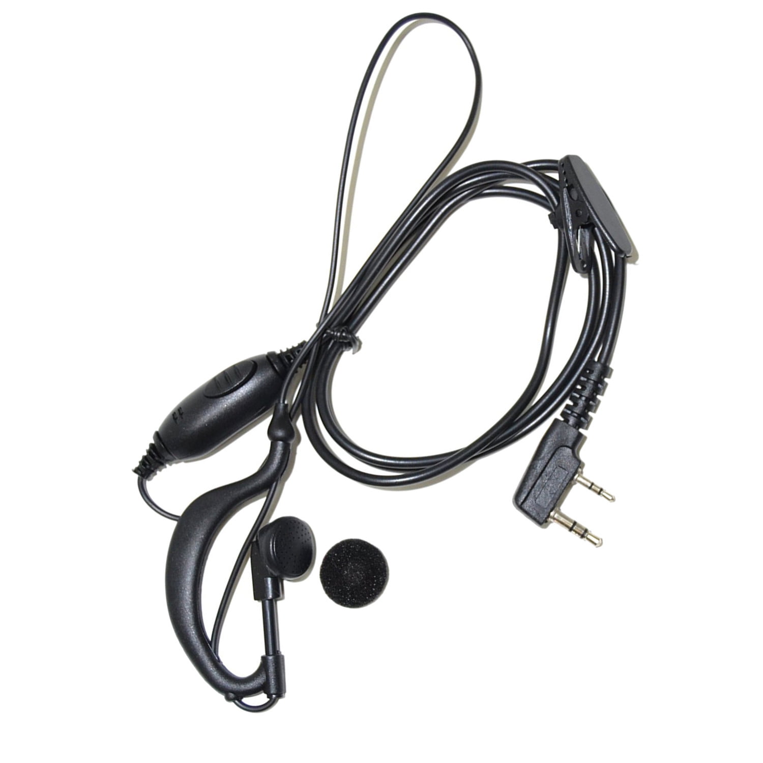 HQRP G Shape 2 Pin Earpiece Headset PTT Mic for Kenwood TK3360, TK