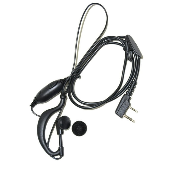 HQRP G Shape 2 Pin Earpiece Headset PTT Mic for Kenwood TK-3360, TK-3400, TK-3402, TK-5220