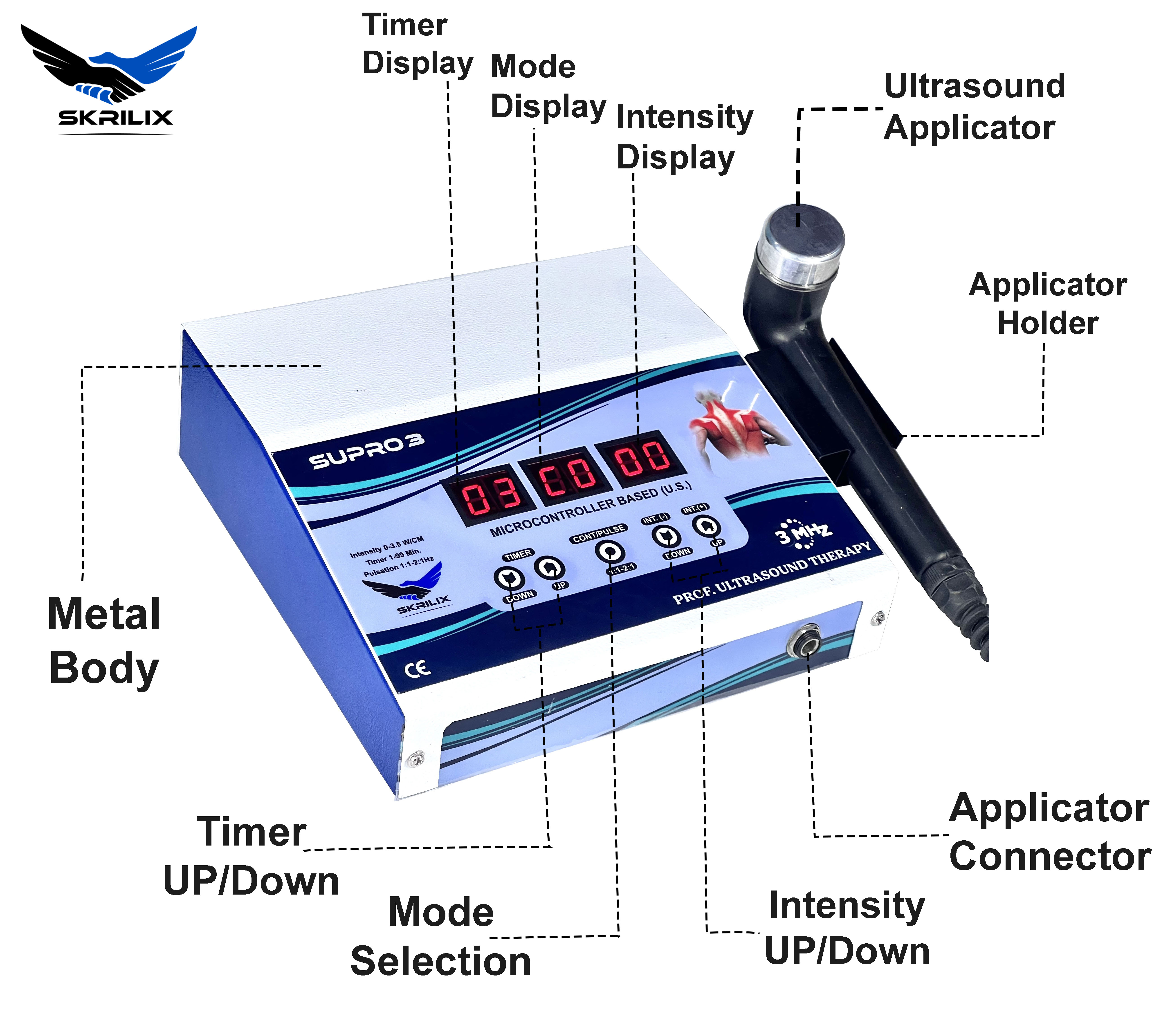 Ultra-sound Physical Therapy Machine for Pain, 3 MHz Supro 3 Unit