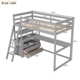 thumbnail image 4 of Bellemave Twin Size Loft Bed with Desk and Storage, Wood Loft Bed Frame with Shelves and Built-In Drawers, High Loft Bed for Kids Teens Adults, Gray, 4 of 9
