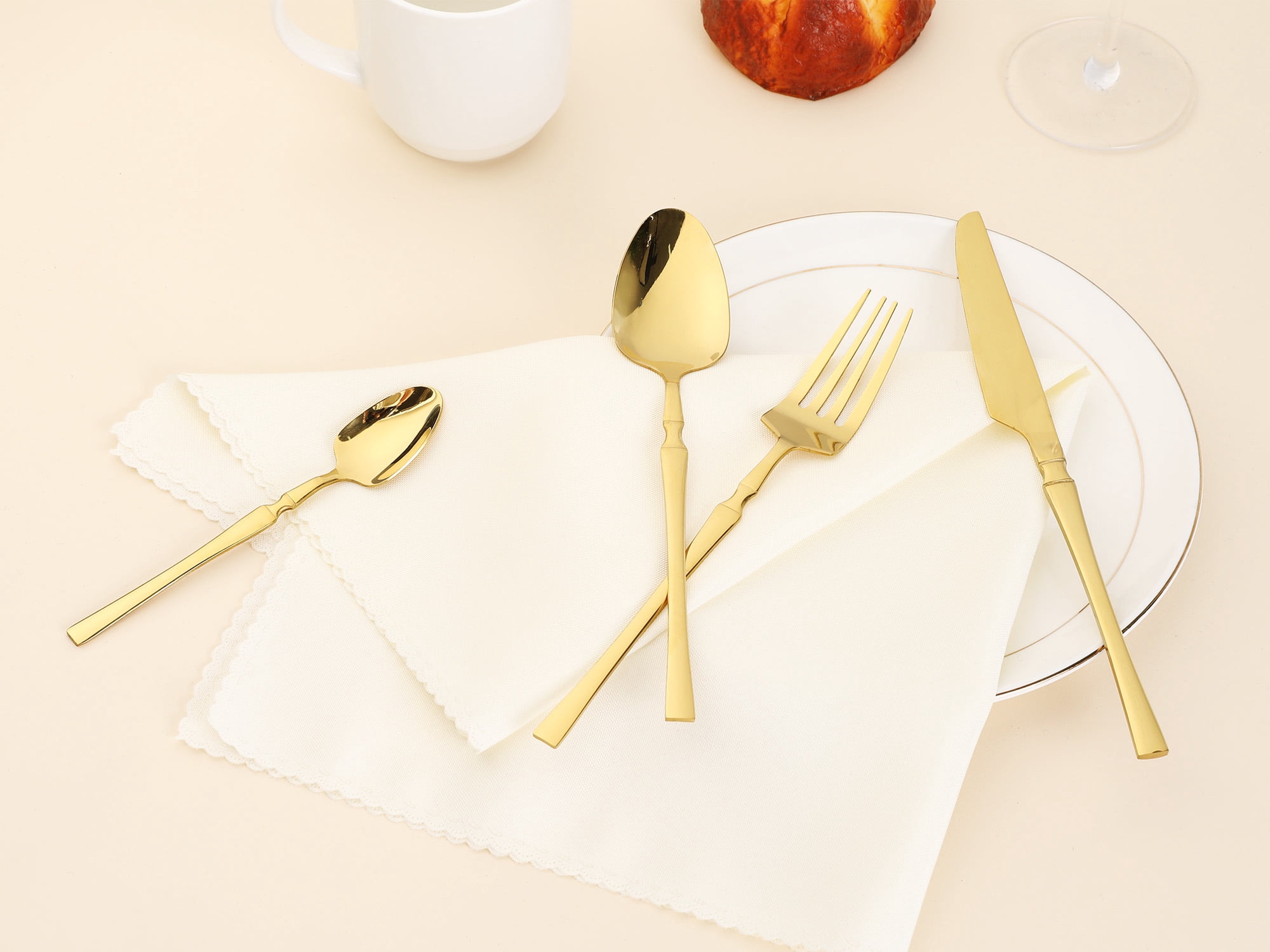 Unique Bargains 16 Pieces Stainless Steel Flatware Set for 4 Gold