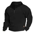 thumbnail image 2 of Baqcunre Men'S Solid Color Half Zip Outdoor Standing Collar Long Sleeved Sweater,4XL,Quarter Zip Pullover Men,Mens Sweatshirt,Long Sleeve Shirts For Men,Men'S Fashion Hoodies & Sweatshirts,,Black, 2 of 5