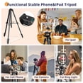 thumbnail image 2 of 64” Phone&Tablet Tripod, Aureday Cell Phone Tripod for iPhone with Wireless Remote and Phone Holder, Extendable Tripod Stand for iPad, Suit for Video Recording/Makeup/Live Streaming, 2 of 5