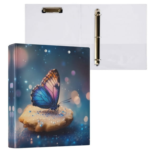 Butterfly and Cookie 3 Ring Hardcover Binders 1.5in Round Rings for Letter-Size Folder Paper Organizer Pockets for Office Student Recipe