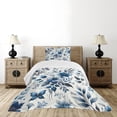 thumbnail image 4 of Ambesonne Blue Quilted Bedspread Set 2 Pcs, Watercolor Leaf Berries Flower, Twin Size, Blue Grey and Dark Turquoise, 4 of 4