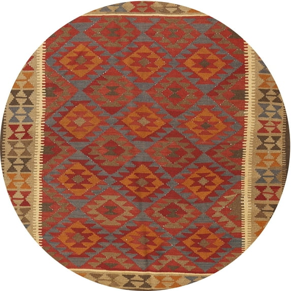 Ahgly Company Indoor Round Traditional Red Southwestern Area Rugs, 4' Round