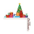 thumbnail image 2 of Adornos navideños, adornos navideños, pegatina estereoscópica de esquina de puerta de madera con forma de carro de ciervos de Papá Noel, marco de puerta, pegatina decorativa de pared para festival, pl, 2 of 4
