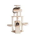 thumbnail image 2 of Armarkat Spacious Thick Fur Real Wood Cat Tower With Basket Lounge  Ramp  Beige A5806, 2 of 2
