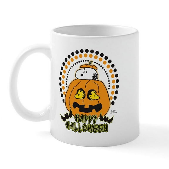 CafePress - Snoopy And Woodstock Pumpkin Mugs - 11 oz Ceramic Mug - Novelty Coffee Tea Cup