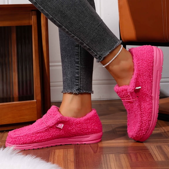 Willtoo Women's Loafers Lace Up Faux Fur Lining Keep Warm Athletic Sneakers Lightweight Sports Shoes Cozy Non Slip Winter Fashionable Casual Shoes