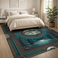 thumbnail image 3 of ODIKA 8'x10' Washable Area Rug Durable, Non-Slip Fishing Vintage Fish Woodland Theme Bass Center Symmetrical Layout for Living Room, Under Sectional, Family, 3 of 7