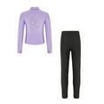 thumbnail image 2 of Miutii Kids Girls 2 Pieces Figure Skating Outfits Long Sleeve Zipper Jacket with Sparkly Pants Set Purple 10, 2 of 9