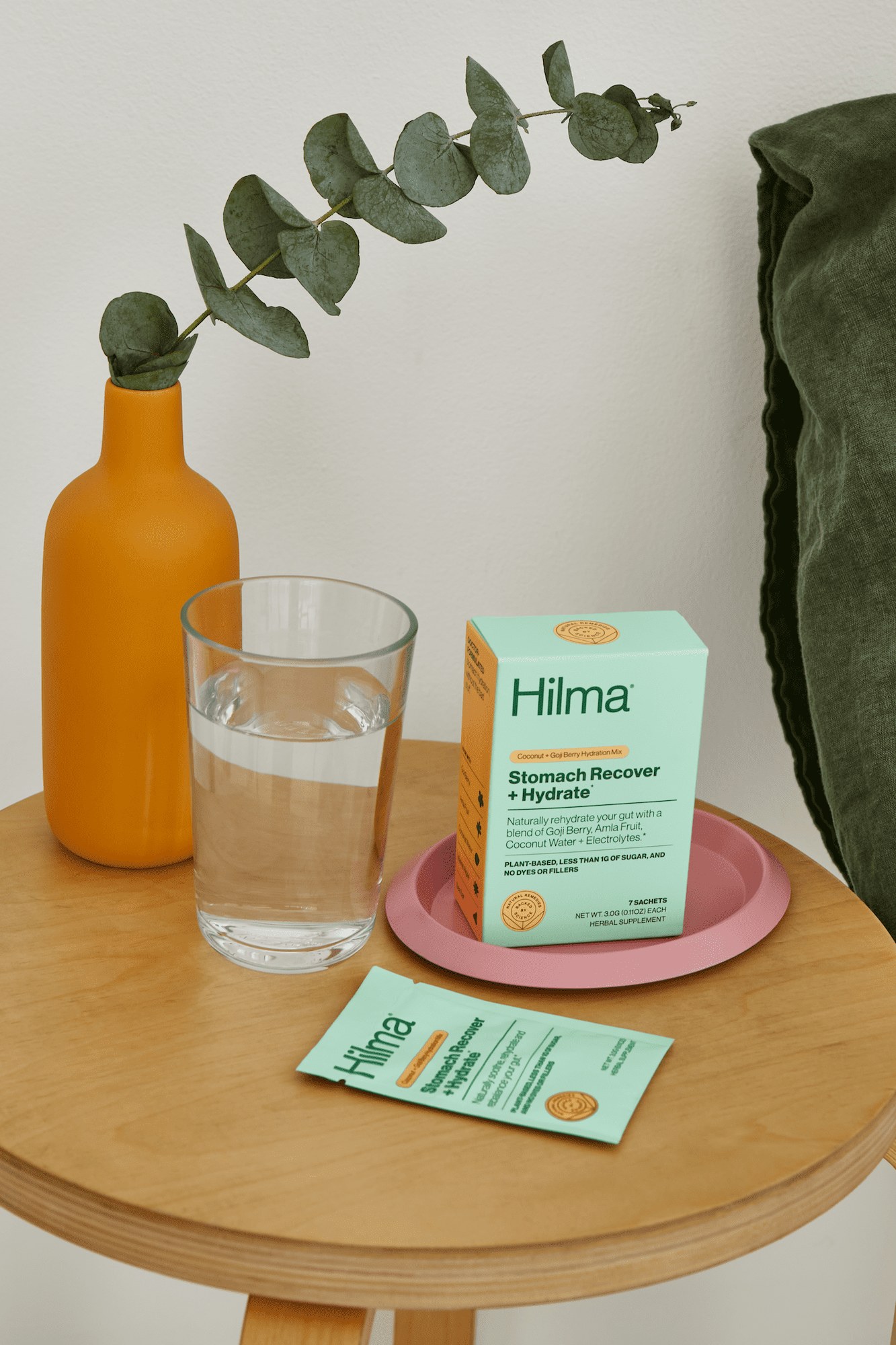 Hilma Stomach Recover and Hydrate Herbal Supplement Vegan Sachets, Natural Hydration Drink Mix, Doctor Formulated, 7 Count