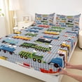 thumbnail image 2 of Boys Bed Sheets Set Twin Size Train Sheet Set,Colorful Steam Engine Truck Bedding Set For Kids Girls Toddler Train Transportation Sheets 3Pcs,Gray,Blue,Red,Yellow, 2 of 6