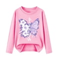 thumbnail image 2 of fnnxnal Girls Long Sleeve Cotton Tee, Pink Butterfly Floral Print T-Shirt, Crew Neck Casual Top for Kids Girls 2-13 Years,Size 2-3 T, 2 of 7