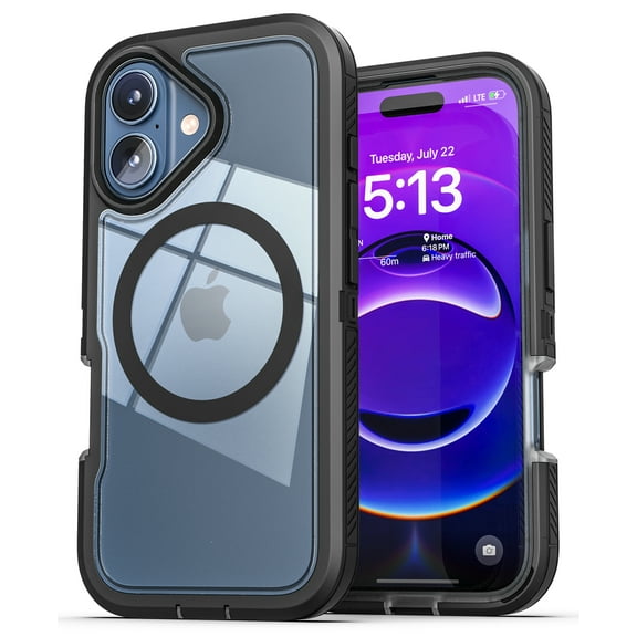 Encased for iPhone 17 Protective Case (Compatible with MagSafe) Shockproof Dual Layer Frosted Phone Case (Black)