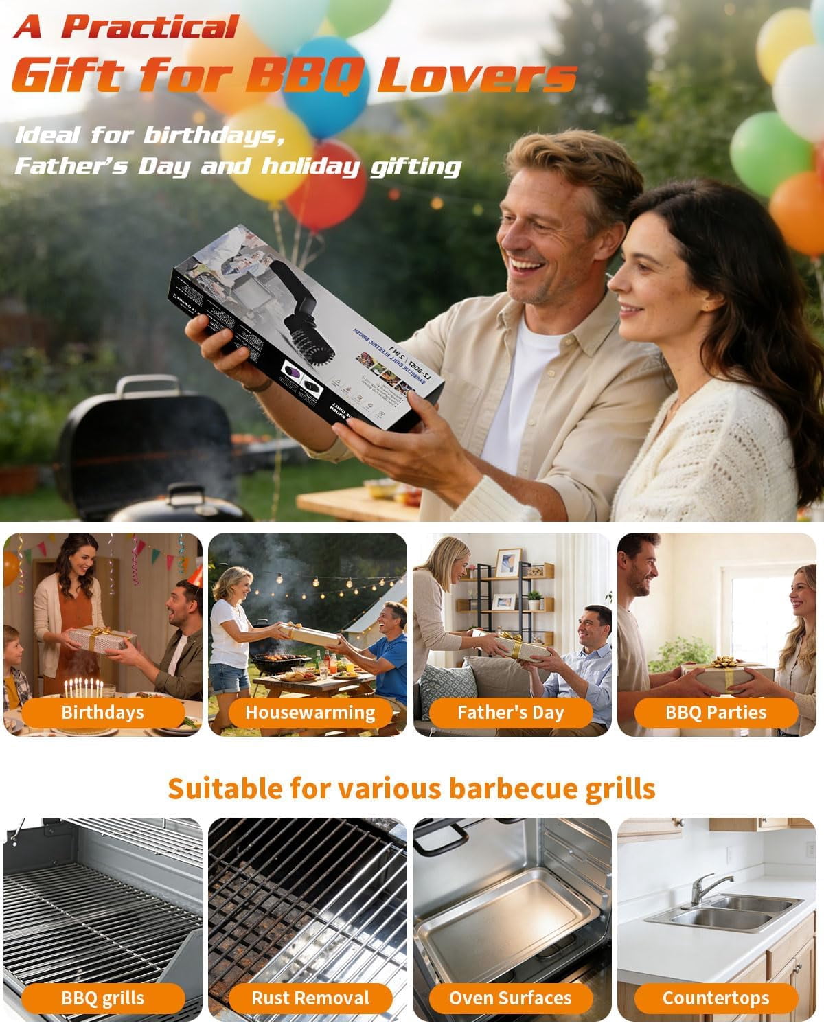 Electric Grill Brush, 3-Speed Rotary BBQ Cleaning Tool with 180° Adjustable Head,90-Minute Runtime,USB-C Rechargeable,Stainless Steel Bristle Brush for Gas,Charcoal and Ceramic Grills